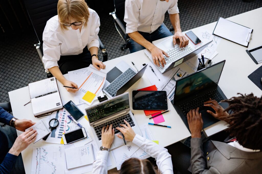 people working in office